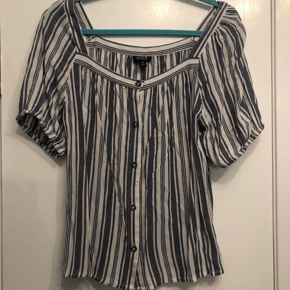 Navy and White Striped Top